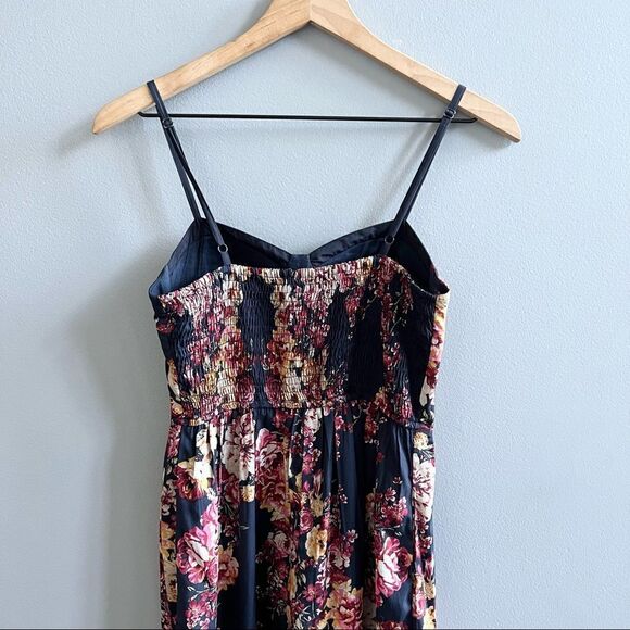 Band of Gypsies Navy Blue Floral Wide Leg Romper Jumpsuit Size Small - Picture 8 of 14